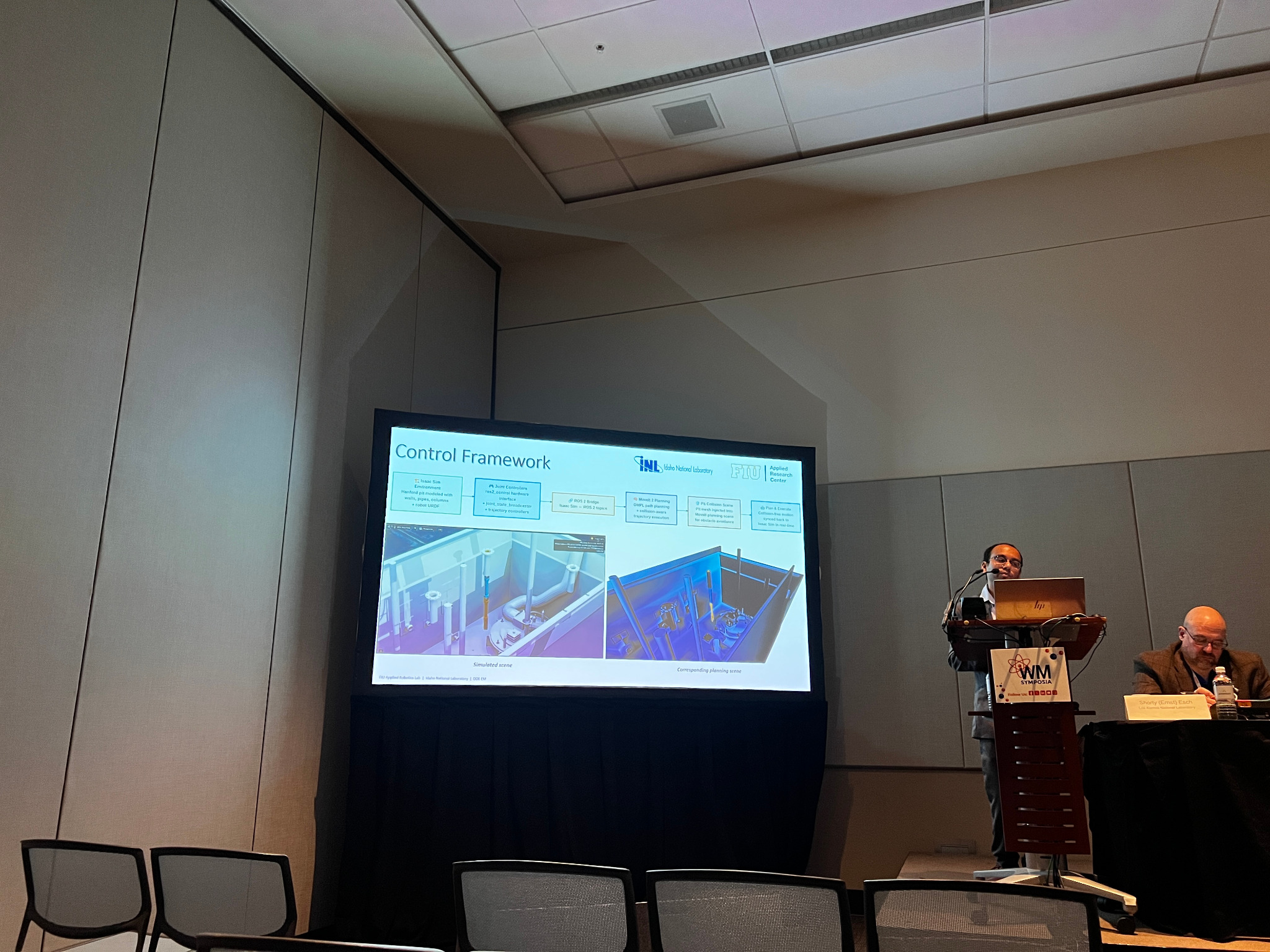 Presenting the inspection-robot control framework at WM Symposia.